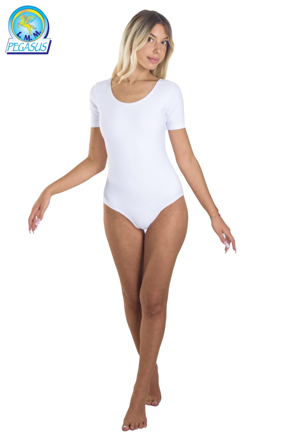 BODY DANZA IN LYCRA MEZZA MANICA BIANCO DONNA